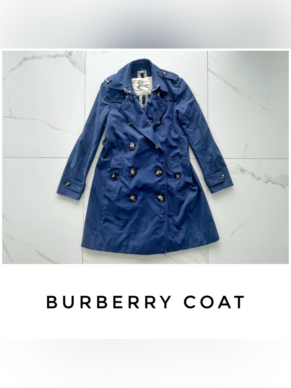 Burberry coat size 4 blue navy Delmont trench